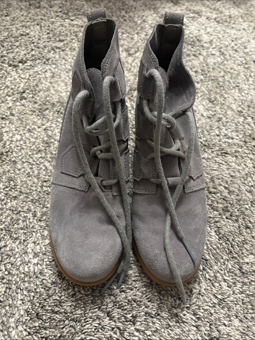 Sorel Gray Suede Lace-Up Ankle Boots